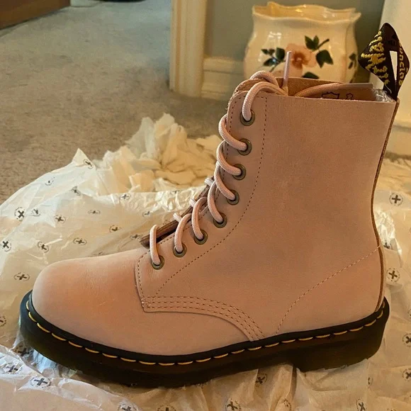Dr. Martens Powder Pink Combat Boots - Picture 3 of 10
